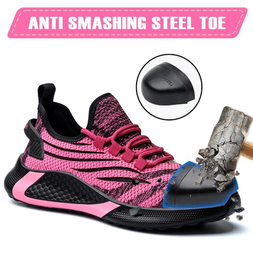 Asiman Steel Toe Shoes for Women Lightweight Breathable Safety Shoes for Men Construction Non Slip Composite Toe2