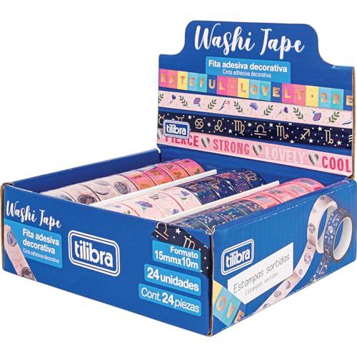 Tilibra - Fita Adesiva Washi Tape 15mmX10m Estampada e Metalizada