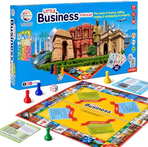 Ratna's Little Business 5-in-1 Board Game Popular with Notes - Includes Other Games Like Ludo, Snakes & Ladders, Car Rally, and Cricket - Made in India