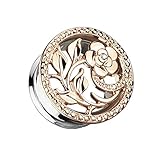 Centered Flower and Vines Cut Out 316L Surgical Steel Double Flared Tunnel