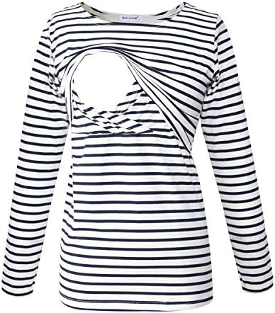 Smallshow Women's Long Sleeve Breastfeeding Top Maternity Nursing T-Shirt Pregnancy Clothes