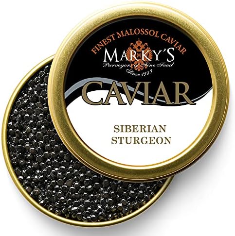 Marky’s Baerri Osetra Siberian Sturgeon Black Caviar - 1 oz / 28 g - Malossol France Ossetra Black Roe - GUARANTEED OVERNIGHT