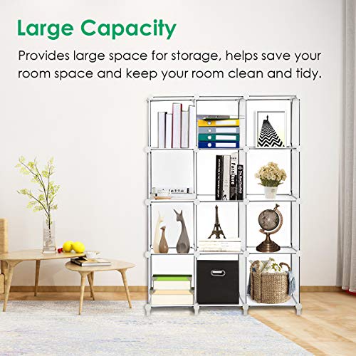 Tomcare Cube Storage Organizer 12-Cube Closet Organizer And Storage Shelves Diy Storage Cube Organizer Cabinet Modular Book Shelf Plastic Shelving For Bedroom Living Room Office, Clear White #TOP4