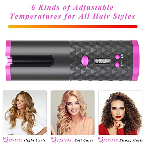 Cordless Automatic Hair Curler, Ceramic Rotating Wireless Auto Curling Iron Wand, Portable Usb Rechargeable Spin Curler For Hair Styling (Grey) #TOP3
