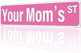 16x4″ Your Mom's St Sign, Pink Y2K Room Decor, Street Sign, 2481 | Funny Pink Street Sign Style; Bedroom, Dorm & Apartment Decor; Downtown Girly Room; Teen Room Accessories