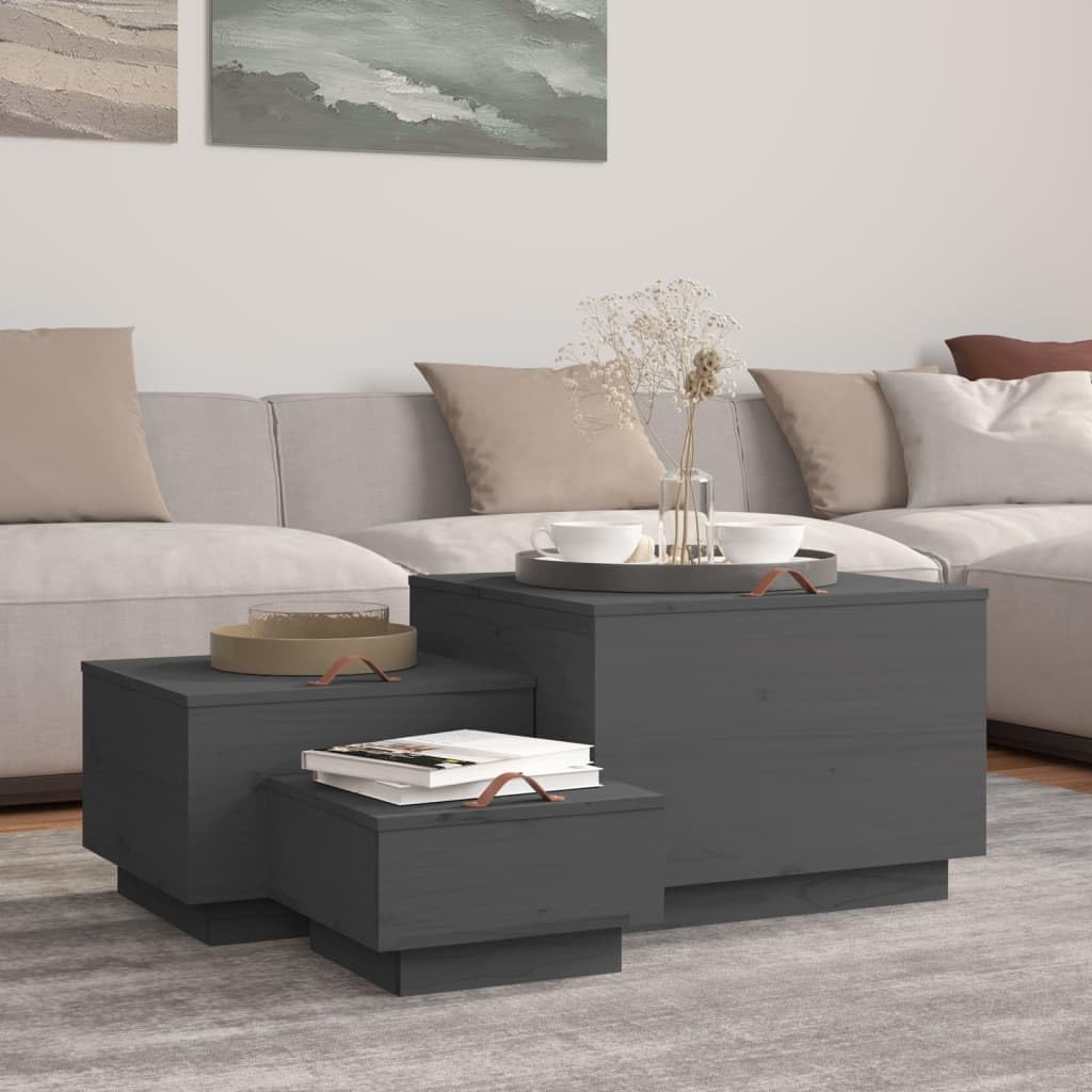 Holz Aufbewahrungsbox aus Massivkiefer mit Deckel und Griff für Haushaltswaren, Couchtisch Beistelltisch Multifunktional