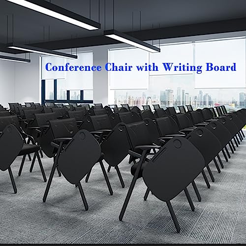 Stackable & Foldable Chair Tablet Arm Chair with Writing Board and Wheels,Conference Room Chairs wit