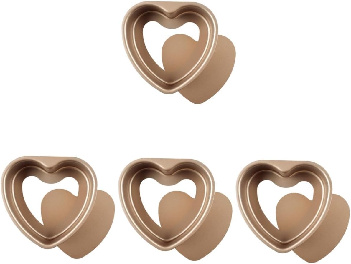 Luxshiny 4pcs Chocolate Molds Cheesecake Nonstick Baking Sheets Egg Tarts Mould Heart Cake Pans Non-stick Baking Tray Non-stick Baking Plate Household Baking Tray Thick Baking Tray Wedding