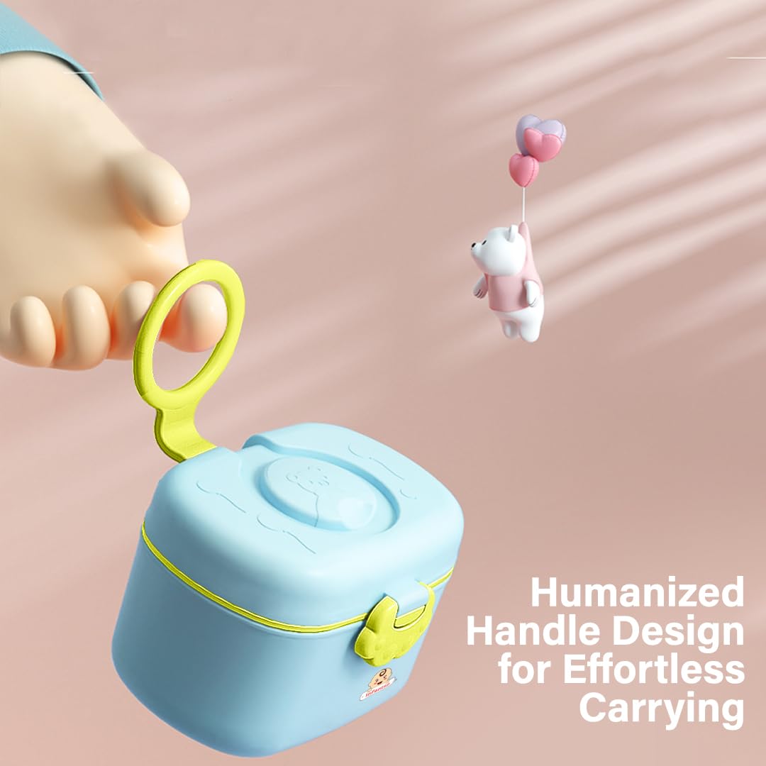 Infantso FEED EASE (2-in-1) Baby Milk Powder & Food Container 360gms | BPA-Free, Leak-Proof Bear Box, Travel-Friendly with Spoon & Fork, Baby Essential Food Storage Box, Snack Box, Baby Milk Powder Box 3