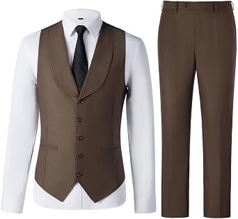 WOMS Mens Suit 2 Piece,Vest and Pants for Men Slim Fit with Tie