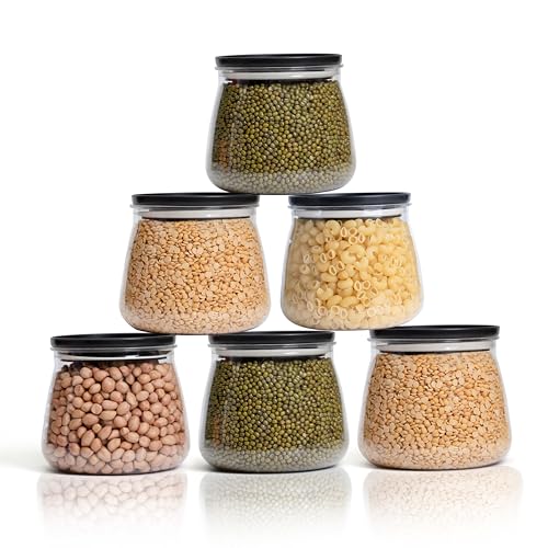 HomeWiz Stakable Matuki Storage Jar and Container Set I Air Tight & BPA Free for Kitchen Storage Set I Grocery & Snack Container Set I Multipurpose Durable Space Saving | 800 ML Each | Pack of 6 |