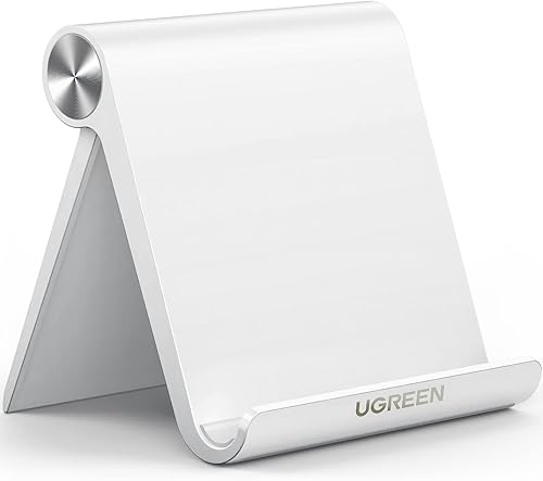 UGREEN Tablet Stand Holder Adjustable Portable Desktop Dock Office Compatible with iPad Pro 11 9.7 10.5 Air Mini 5 4 3 2 iPhone 17 16 15 14 13 12 White
