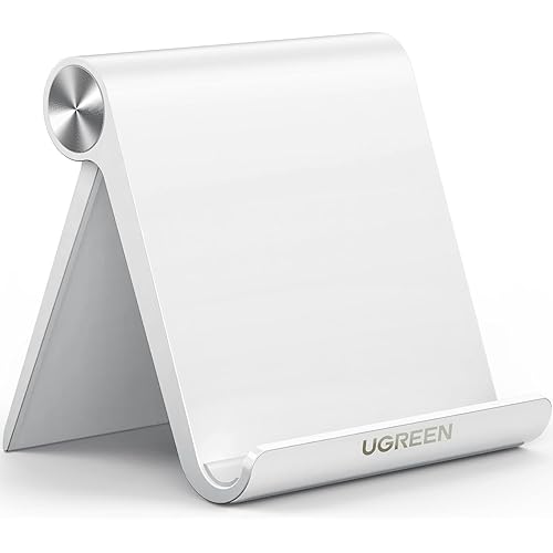 UGREEN Tablet Stand Holder Adjustable Portable Desktop Dock Office Compatible for iPad Pro 11 9.7 10.5 Air Mini 5 4 3 2 iPhone 16 15 14 13 12 White