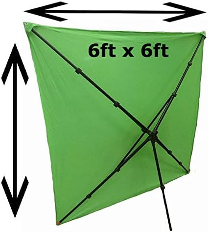 6x6 Portable Chromakey Green Screen Background Backdrop Starter Bundle Kit with Collapsible Stand for Photo Video Photography Studio