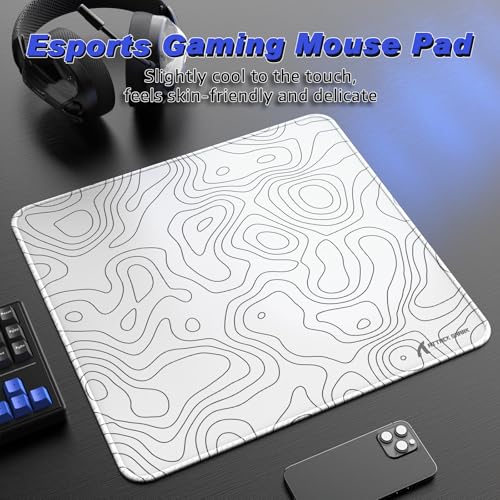 ATTACK SHARK CM02 eSports Gaming Mouse Pad, Wodoodporna Powłoka Duża Podkładka Pod Mysz, Tekstura Drobnego Piasku, Antypoślizgowa Podstawa, 450x400x4MM - Biały Kontur