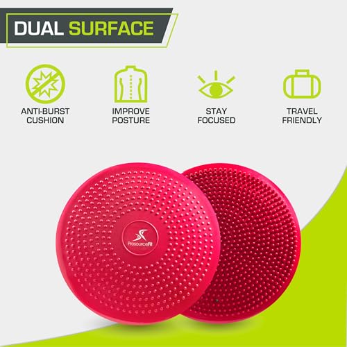 Image of ProsourceFit Core Balance Disc Trainer, 14 inch Diameter with Pump for Fitness, Balance Training, or Seating; Wobble Board for Core Stability; Flexible Floor Cushions