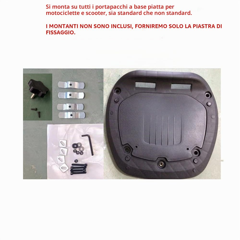 COMPATIBILE CON HONDA SH 300 i BAULETTO 52 LITRI SIFAM COMPLETO DI PIASTRA+MANIGLIA+KIT MONTAGGIO VALIGIA BAULE PER PORTAPACCHI MOTO SCOOTER PER 2 CASCHI NERO OPACO
