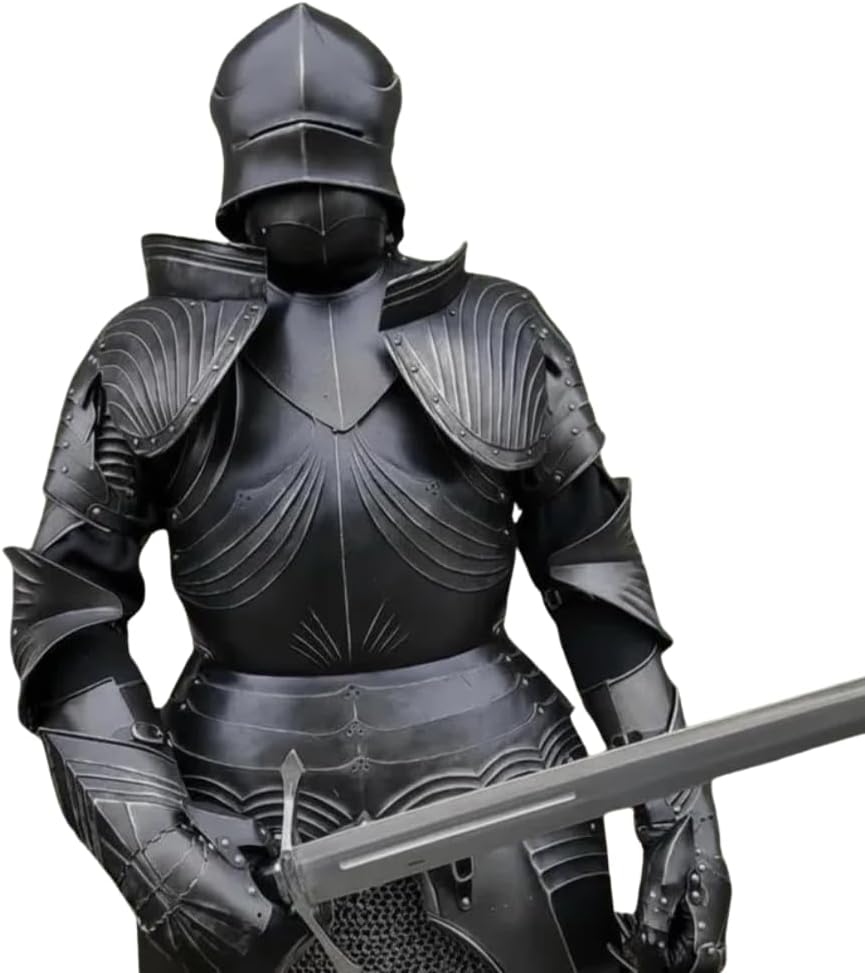 Black Gothic Knight Full Body Armor Suit – 18 Gauge Steel Medieval Dark Warrior Armor