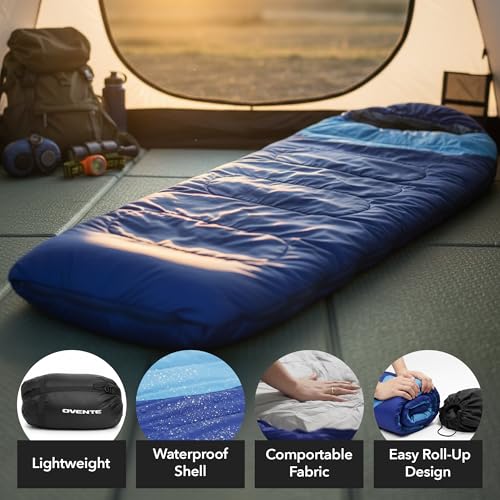 OVENTE Camping Sleeping Bag, Lightweight Waterproof, Blue SBHW001BL miniatura 3