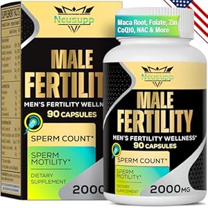 Fertility Supplements for Men, Male Fertility Supplement – Optimal Sperm Count, Motility and Strength, 2000MG Mens Prenatal Vitamins with CoQ10 Maca Root, Zin, NAC &Folate for Conception – 90 Capsules