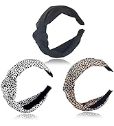 Bellisia Knotted Headbands for Women Fabric Hair Bands Lepard Print Headband Black Top Knot Headb...