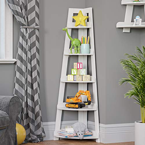 Riverridge 02-186 5-Tier Corner Ladder Bookshelf For Kids White thumb #1