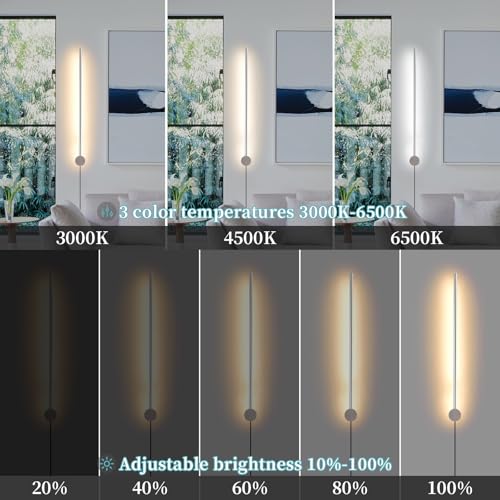 KELUOLY Modern LED Plug in Wall Sconces Set of Two,Chrome Dimmable 23.6" Wall Lighting,Bathroom Vanity Light Fixtures,Metal Wall Lamps with Memory Function for bathrooms,bedrooms,Living Rooms,Hallway by KELUOLY - Used condition - Image 3