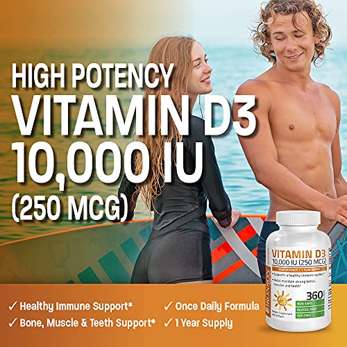 Bronson Vitamin D3 10,000 Iu (250 Mcg) High Potency - Supports Healthy Immune System, Strong Bones, Muscles & Teeth - Non Gmo, 360 Softgels (1 Year Supply) #TOP3