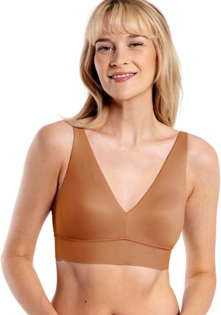 Floatley Cozy Wireless Plunge Bra for Women, Buttery Soft Comfort Seamless Everyday Bra with Embedded Pad