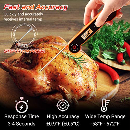 Kizen Instant Read Meat Thermometer - Best Waterproof Ultra Fast Thermometer with Backlight & Calibration. Kizen Digital Food Thermometer for Kitchen, Outdoor Cooking, BBQ, and Grill!