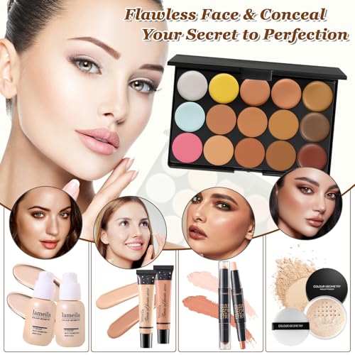 Schminkset Frauen, All in One Make Up Set, Kosmetik Geschenkset mit Lidschatten Palette, Foundation, Lip Gloss, Eyeliner, Mascara for Damen & Teenager Mädchen – Bild 6