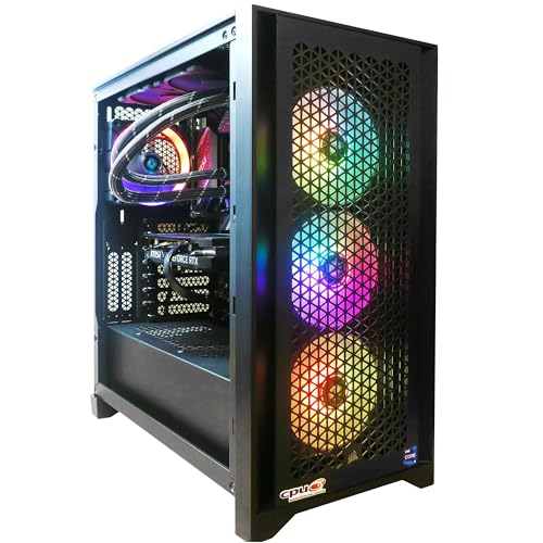 CPU Solutions GamerCore Gaming PC RTX 4060 Core i7 14700KF- 32GB DDR5 RAM, 1000GB SSD, Windows 11, RGB Tower (14700KF), Black