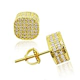 Full Iced Out Zirkonia Ohrstecker sind mit AAA Grade 72 weißen Zirkonia, hypoallergenes Material, das für empfindliche Haut unbedenklich ist, besetzt.