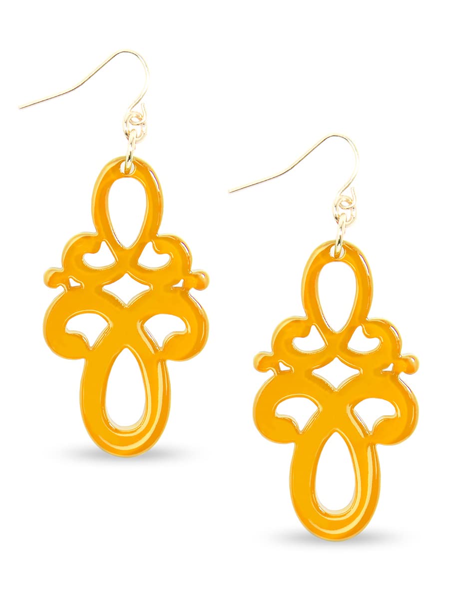 ZENZII Statement Resin Acrylic Double Scroll Colorful Drop and Dangle Earring for Women Girls