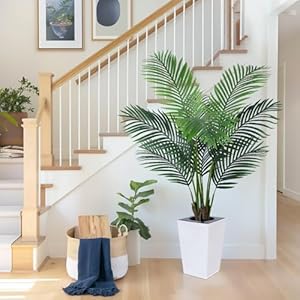 Fake Palm Tree Indoor 5FT - Artificial Plants with White Tall Planter - Tall Faux Tropical Areca with Lifelike Leaves Floor Plant -Silk Plant Artificial for Home Office Decor Fake Palm Tree Indoor 5FT Artificial Plants with White Tall Planter Tall Faux Tropical Areca with Lifelike Leaves Floor Plant Silk Plant Artificial for Home Office Decor