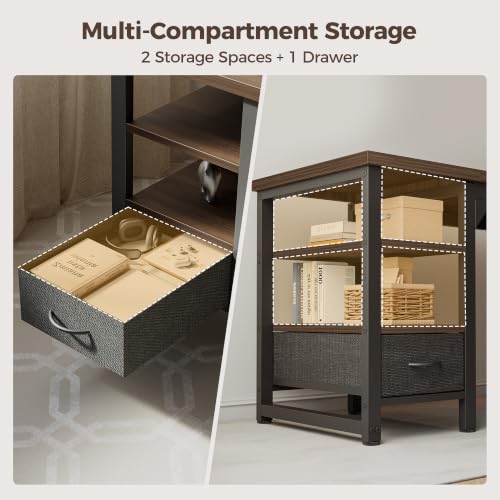 Image of Mericonia 48 in Computer Desk with Drawer, 1 inch Thick Reversible Office Desk | Modern Writing Table with Storage Shelves, Heavy Duty Industrial Study Desk for Home Bedroom Work