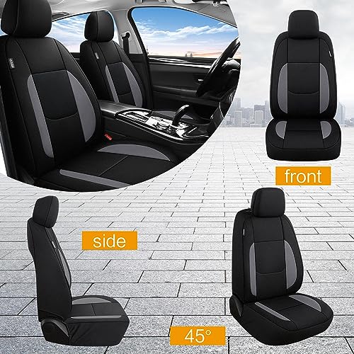 Pariitadin Waterproof Car Seat Covers Full Set, Neoprene Seat Covers for Cars, Universal Fit Interior Covers for Most Cars Sedan Van Truck SUV(Black/Gray) 2