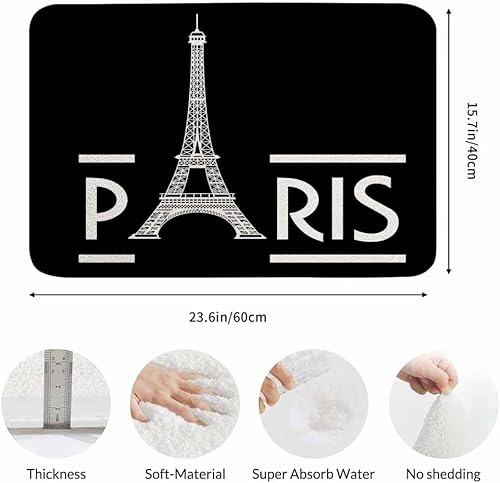 Miniatura 3 de AOYEGO Tapete de baño con diseño de torre Eiffel de París, tapete de baño con parte trasera de goma, para bañera, fregadero y ducha, 16 x 24 pulgadas