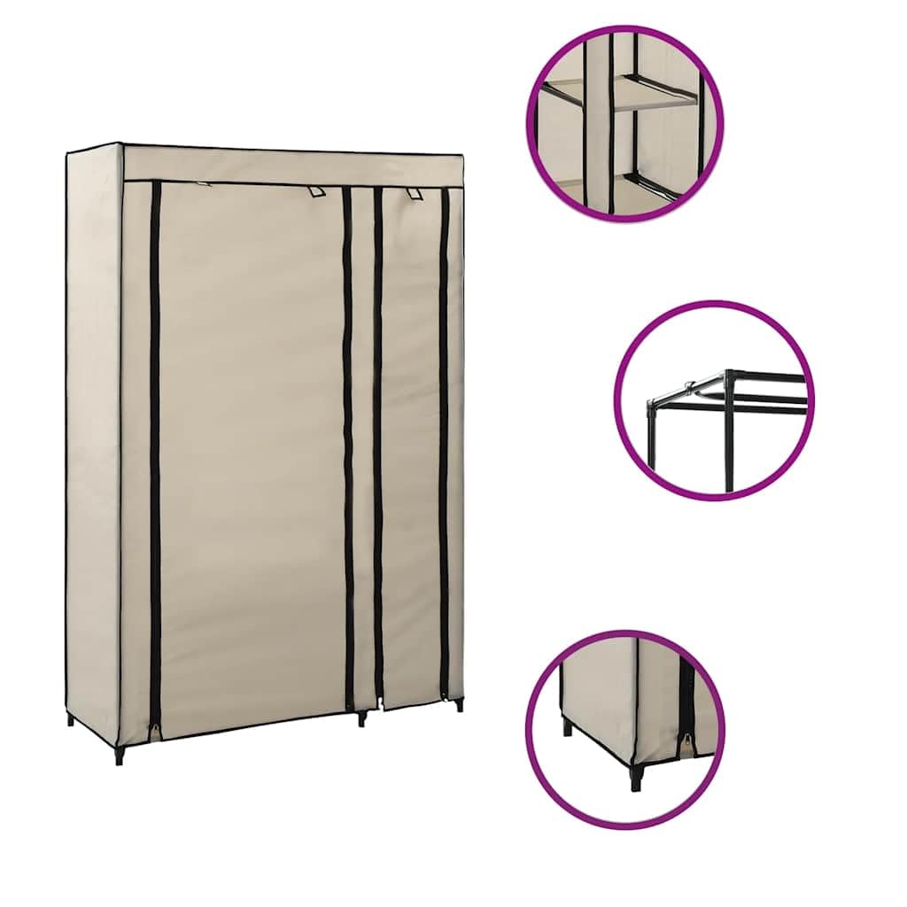Kleiderschrank, faltbar, 110 x 45 x 175 cm, Stoff, cremefarben