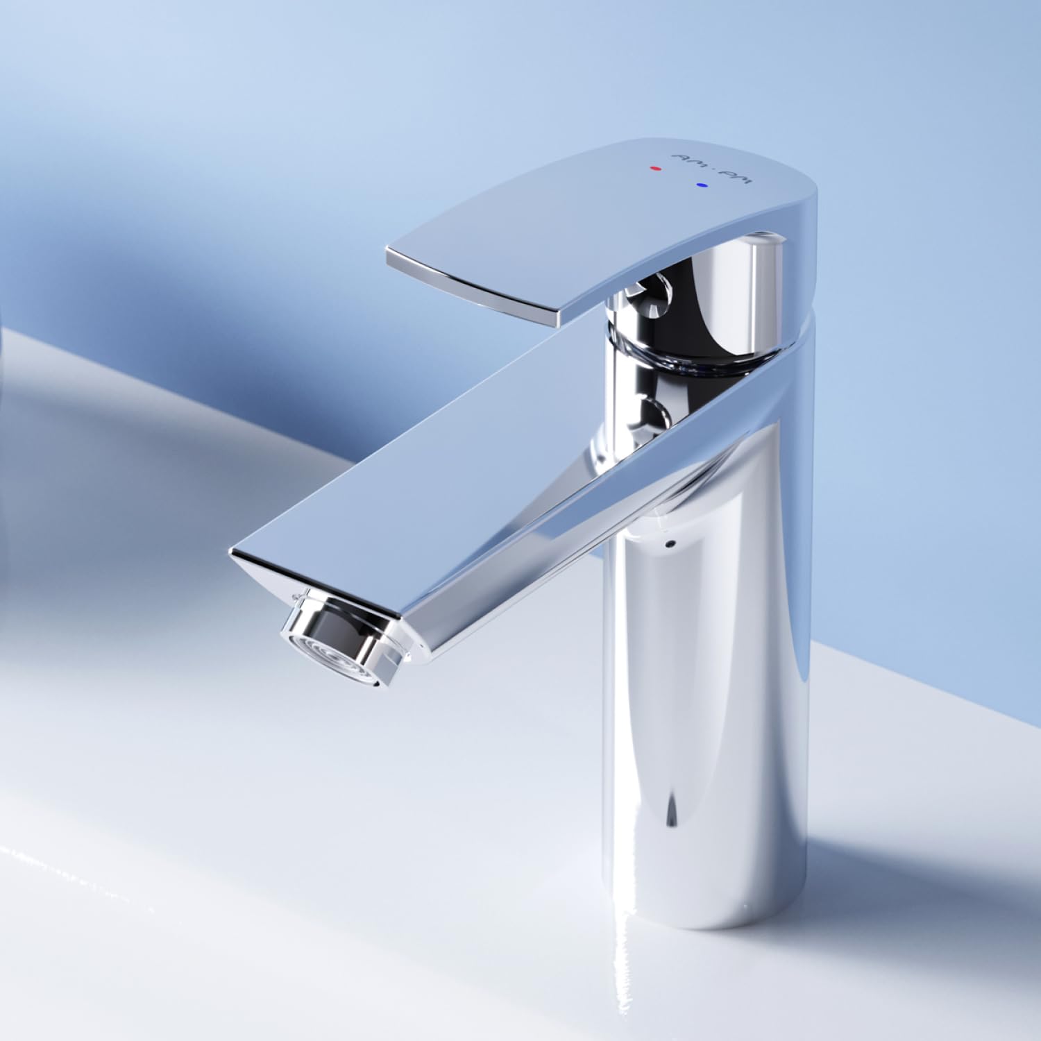 Waschtischarmatur Wasserhahn Bad Mischbatterie, Waschtischmischer Kurzer Auslauf Höhe 147 mm, Einhebel-Waschbeckenarmatur, Einhandmischer Badarmatur Waschbecken, AM.PM Play F8Y02100