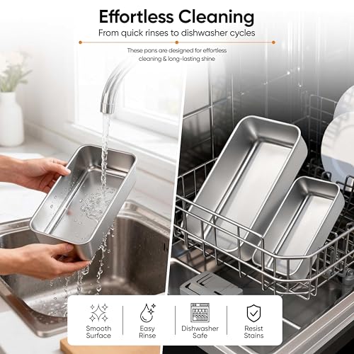 LIANYU Bread Pans Set, 16 Pack Stainless Steel Bread Loaf Pans for Baking, 9x5 Inch and 6.3x3.5 Inch Small Loaf Pans for Homemade Bread Brownies Cake, Oven Safe & Dishwasher Safe, 8 Medium+8 Small — view 6