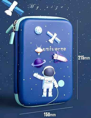 Kiddie Galaxia Branded 3D Space Design Embossed Eva Cover Pencil Case With Compartments, School Supply Organizer For Students, Stationery Box, Cosmetic Zip Pouch Bag (1 Unit, Canvas, Multicolor) - Image 6