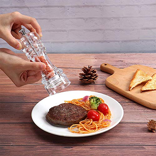 Molinillo de Pimienta, Molinillo Manual de Sal y Pimienta de Acrílico transparente cuerpo Molinillo de sal de cerámica… - Imagen 8