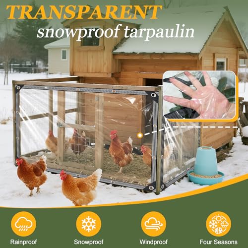 Image of Clear Tarps Heavy Duty Waterproof 8x14ft Clear Tarp with Grommets 14 Mil Thickened PVC Tear-Resistant Reinforced Edges Clear Plastic Vinyl Tarp for Patio Chicken Coop Cover Greenhouse Plant Enclosure