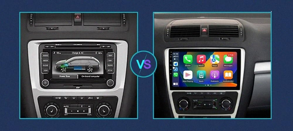 Touchscreen Auto Radio per Skoda Octavia 2 A5 2007-2014 Wireless Carplay Android Auto Stereo Bluetooth Ips con Pantalla Táctil con Gps Navigatore/Swc/Mirror, 4 Nucleo 2G+32G