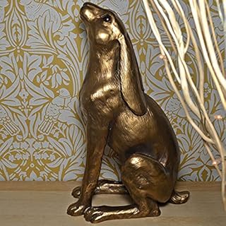 XL Cold Cast Bronze Sculpture of Moongazing Hare by Harriet Glen. 41cm tall