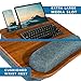 LAPGEAR Portable Laptop Lap Desk with Pillow Cushion, Anti-Slip Strip, Tablet or Phone Storage Slot, Pen and Pencil Pocket, and Wrist Rest - Espresso Woodgrain - Fits 17.3