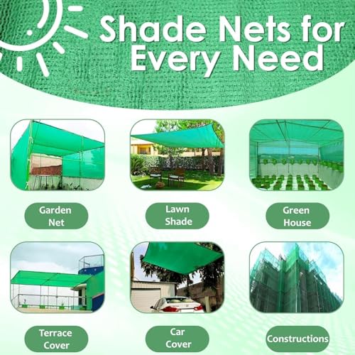 Image of Green Shade Net - 90% Sunblock | UV Stabilized & Heavy Duty | Protection Net for Terrace, Lawn, Balcony & Greenhouse (6 * 8 ft)