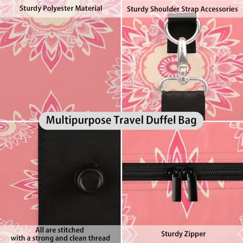Travel Duffel Bag, Ethnic Boho Mandala Sports Tote Gym Bag Foldable Western Aztec Weekender Bag Carry on Luggage Handle Bag Overnight Shoulder Bag for Women Men,A-19123