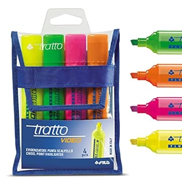 Tratto Video Busta Con 4 Evidenziatori, Multicolore, ‎Default